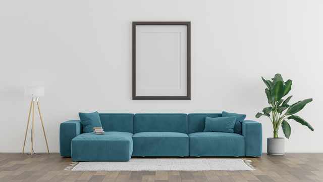 Blue modular sectional sofa